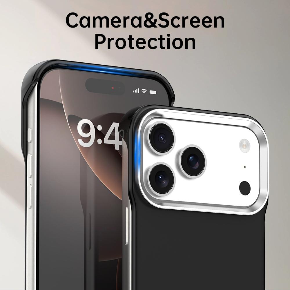 For iPhone 17 Pro Ultra-Slim Frameless TPU + PET + PC Shockproof Phone Case - Black - EDA009752902D