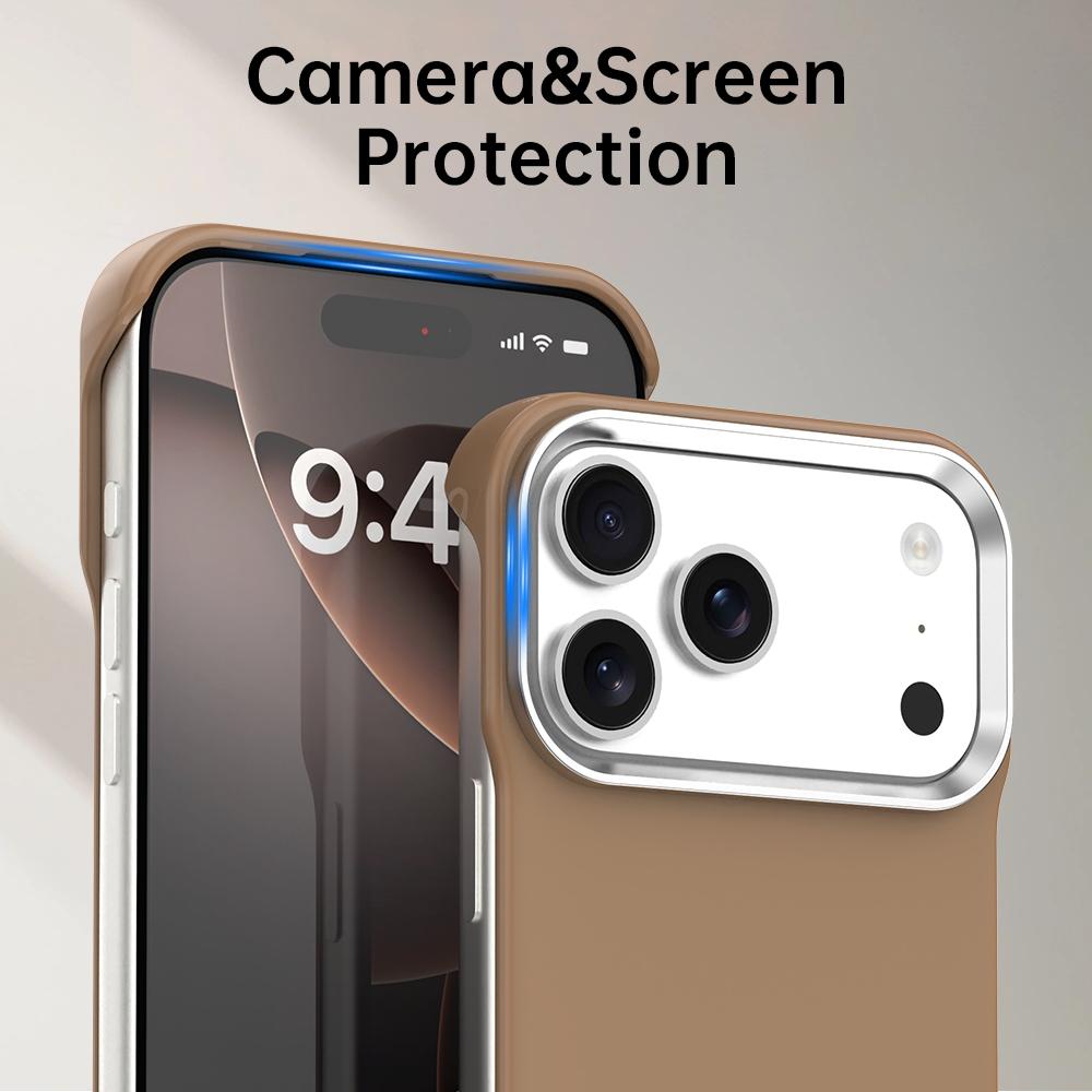 For iPhone 17 Pro Ultra-Slim Frameless TPU + PET + PC Shockproof Phone Case - Brown - EDA009752902H