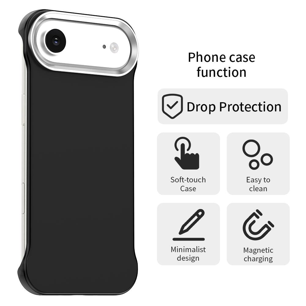 For iPhone Air Ultra-Slim Frameless TPU + PET + PC Shockproof Phone Case - Black - EDA009752904D