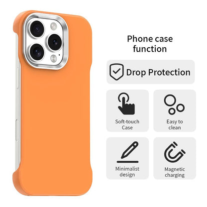 For iPhone 16 Pro Max Ultra-Slim Frameless TPU + PET + PC Shockproof Phone Case - Orange - EDA009752905B