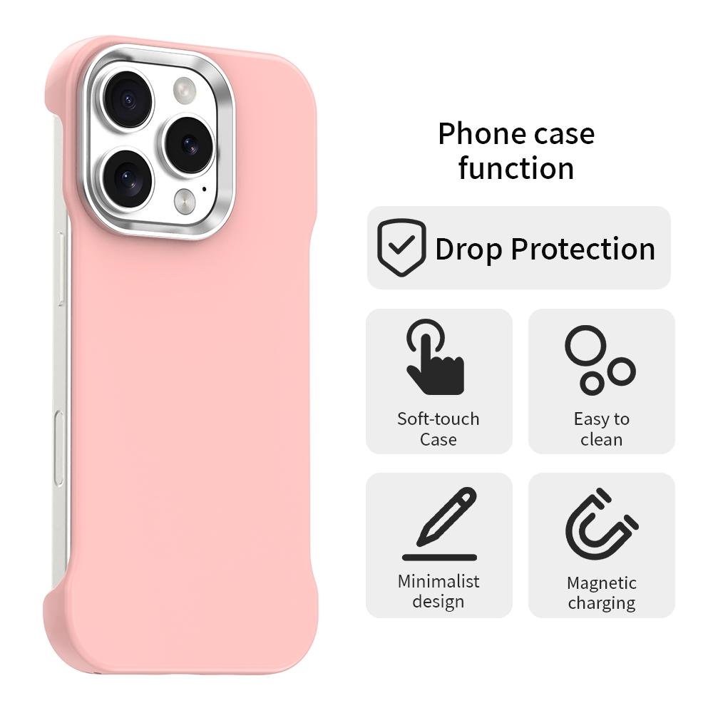 For iPhone 16 Pro Max Ultra-Slim Frameless TPU + PET + PC Shockproof Phone Case - Pink - EDA009752905C