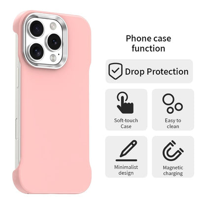 For iPhone 16 Pro Max Ultra-Slim Frameless TPU + PET + PC Shockproof Phone Case - Pink - EDA009752905C