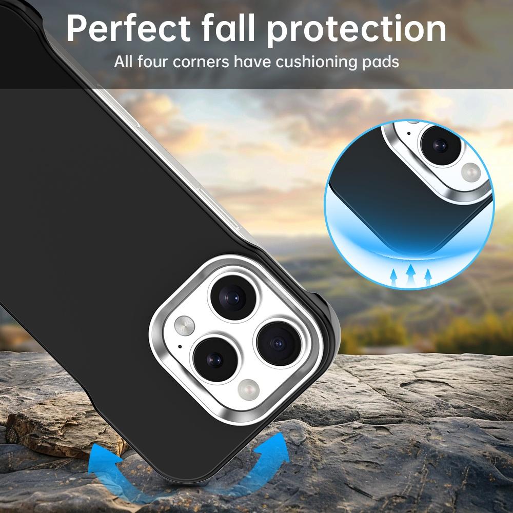 For iPhone 16 Pro Max Ultra-Slim Frameless TPU + PET + PC Shockproof Phone Case - Black - EDA009752905D
