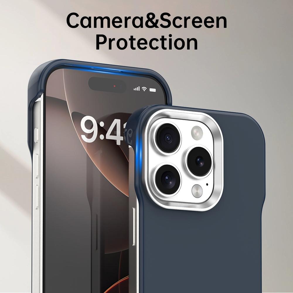 For iPhone 16 Pro Max Ultra-Slim Frameless TPU + PET + PC Shockproof Phone Case - Blue - EDA009752905E