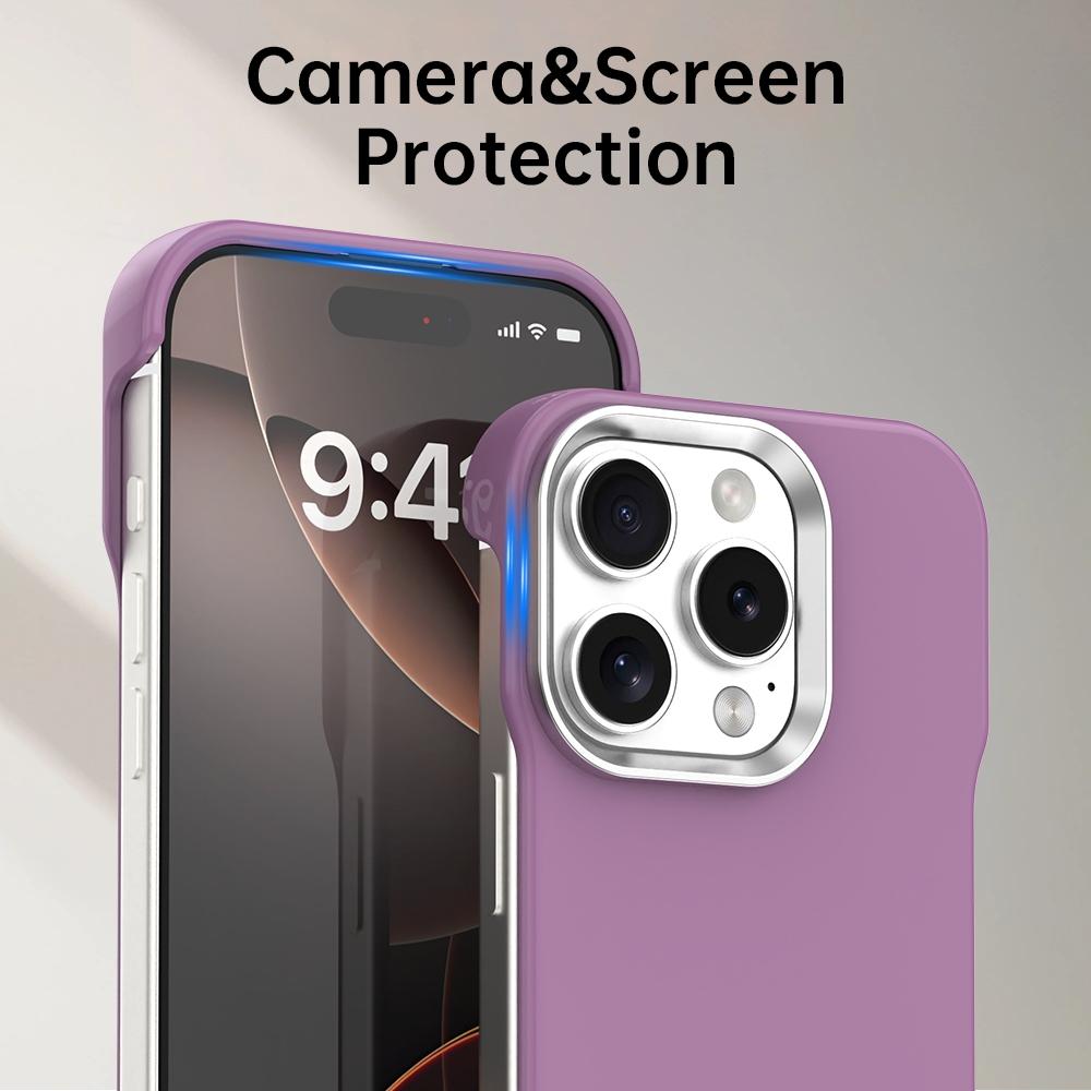 For iPhone 16 Pro Max Ultra-Slim Frameless TPU + PET + PC Shockproof Phone Case - Purple - EDA009752905G