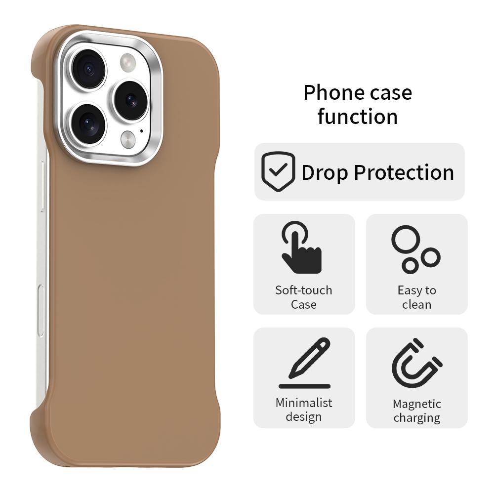 For iPhone 16 Pro Max Ultra-Slim Frameless TPU + PET + PC Shockproof Phone Case - Brown - EDA009752905H