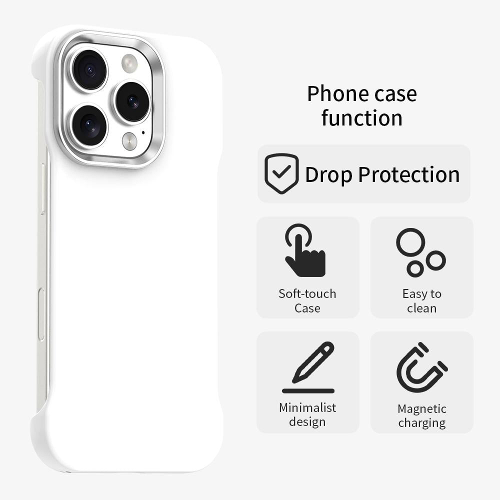 For iPhone 16 Pro Ultra-Slim Frameless TPU + PET + PC Shockproof Phone Case - White - EDA009752906A