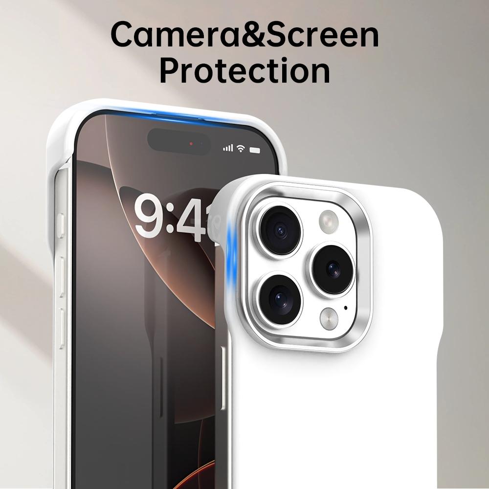 For iPhone 16 Pro Ultra-Slim Frameless TPU + PET + PC Shockproof Phone Case - White - EDA009752906A