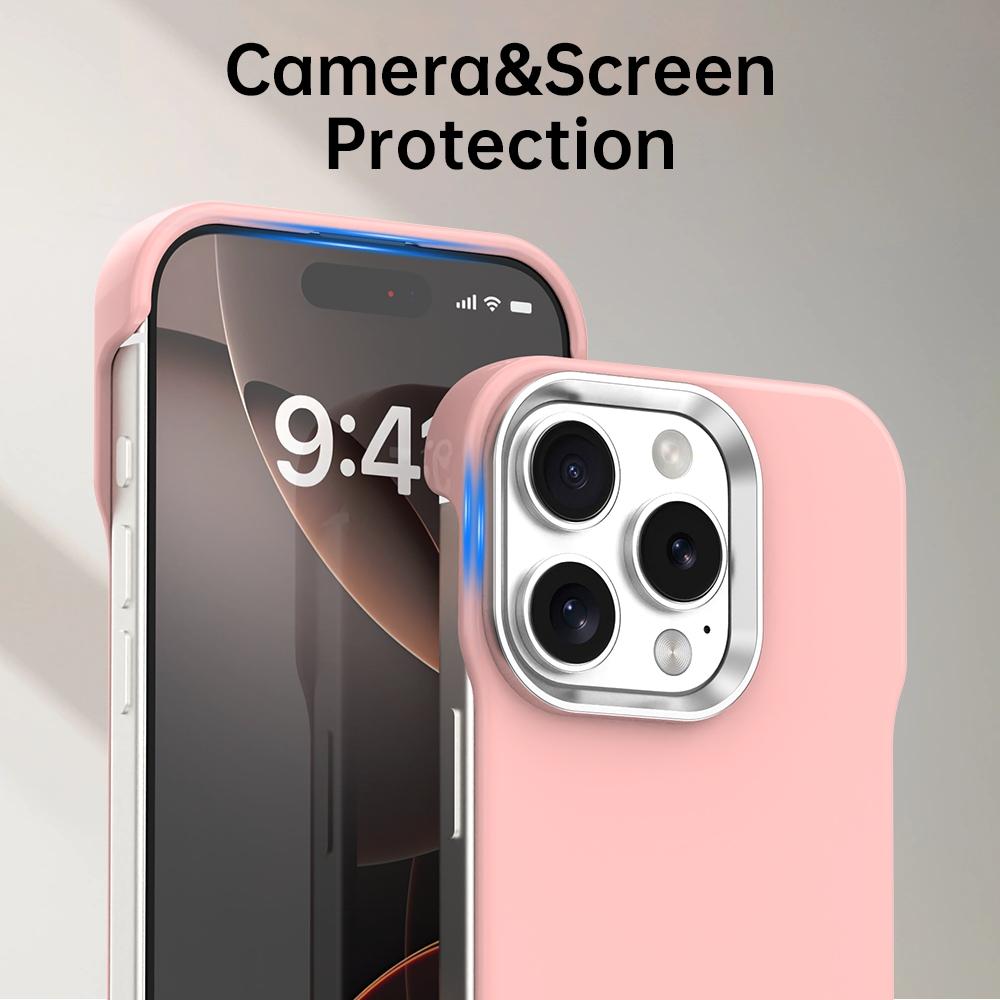 For iPhone 16 Pro Ultra-Slim Frameless TPU + PET + PC Shockproof Phone Case - Pink - EDA009752906C