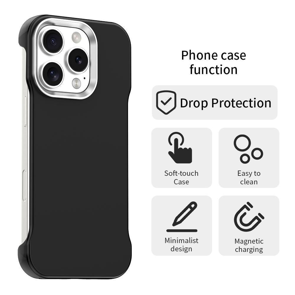 For iPhone 16 Pro Ultra-Slim Frameless TPU + PET + PC Shockproof Phone Case - Black - EDA009752906D
