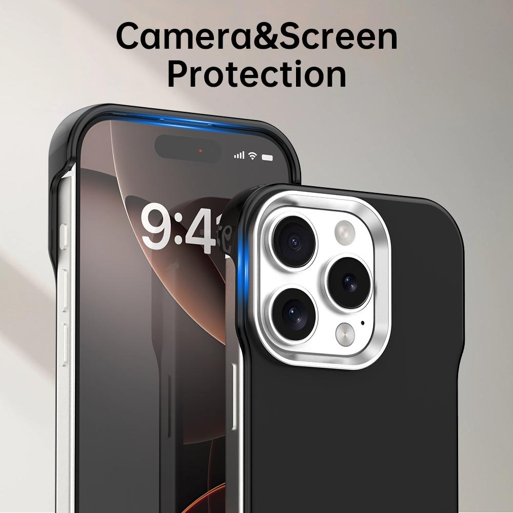For iPhone 16 Pro Ultra-Slim Frameless TPU + PET + PC Shockproof Phone Case - Black - EDA009752906D