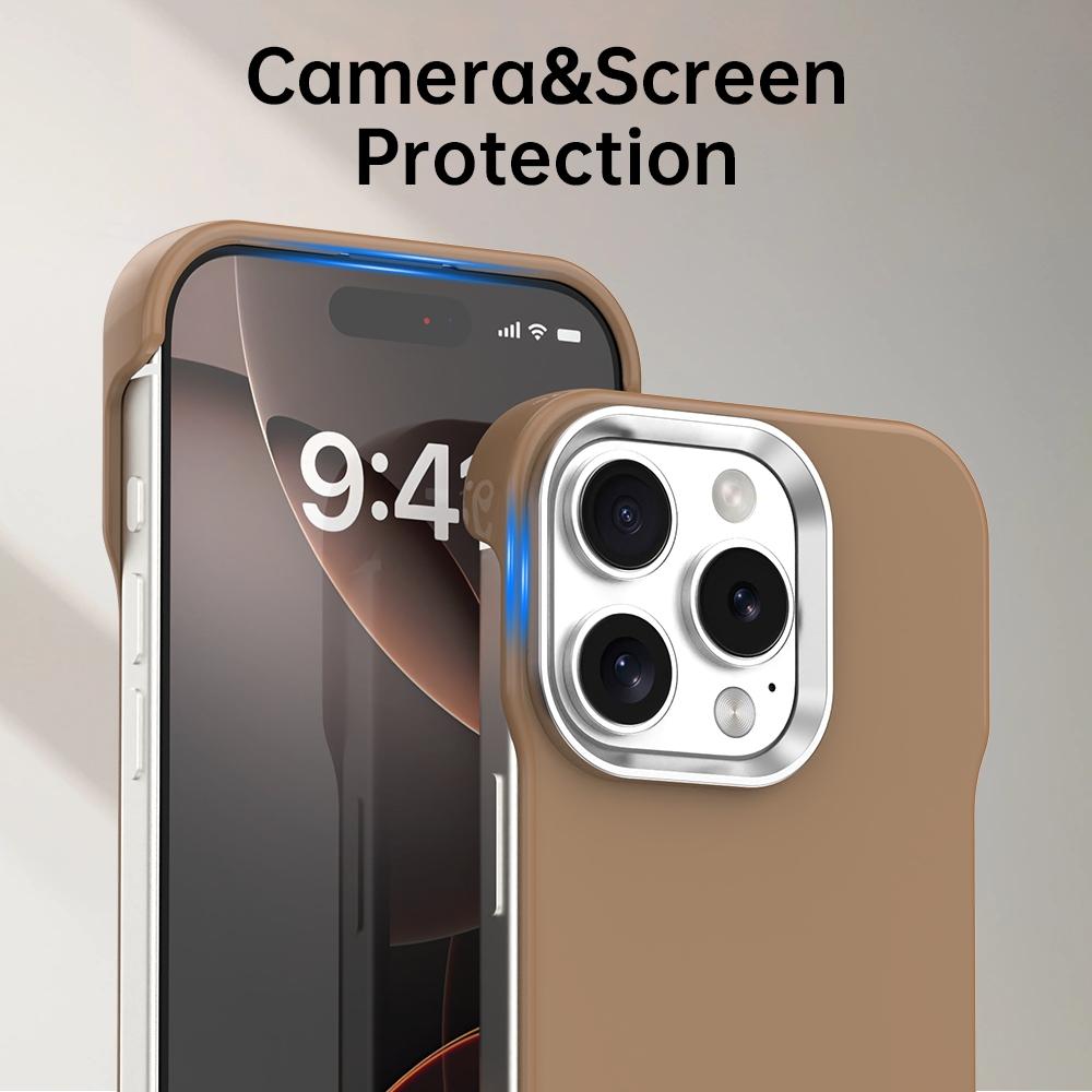 For iPhone 16 Pro Ultra-Slim Frameless TPU + PET + PC Shockproof Phone Case - Brown - EDA009752906H