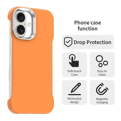 For iPhone 16 Ultra-Slim Frameless TPU + PET + PC Shockproof Phone Case - Orange - EDA009752908B
