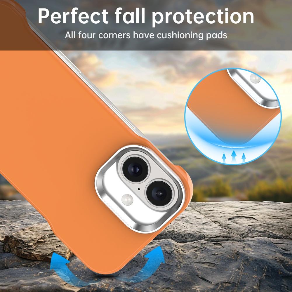 For iPhone 16 Ultra-Slim Frameless TPU + PET + PC Shockproof Phone Case - Orange - EDA009752908B