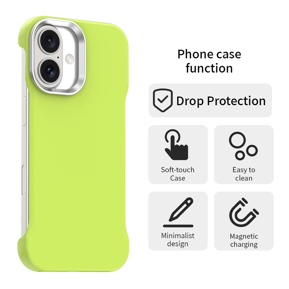For iPhone 16 Ultra-Slim Frameless TPU + PET + PC Shockproof Phone Case - Green - EDA009752908F