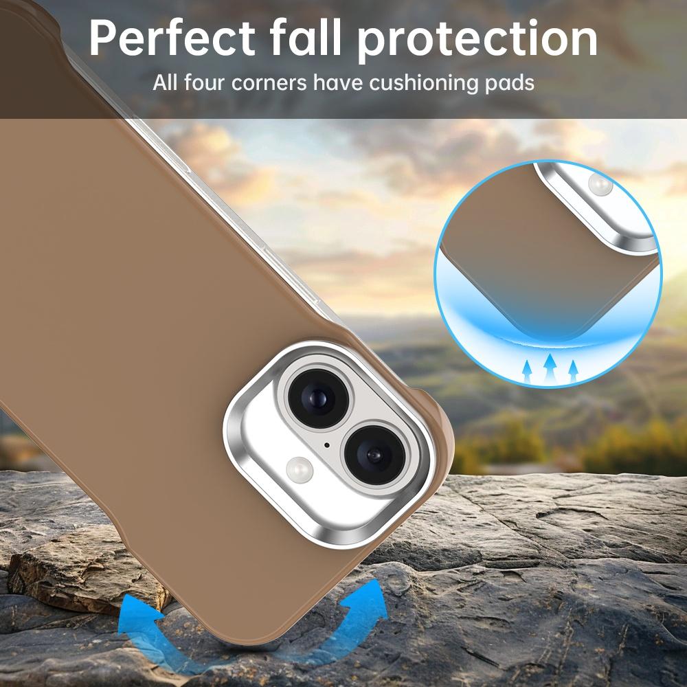 For iPhone 16 Ultra-Slim Frameless TPU + PET + PC Shockproof Phone Case - Brown - EDA009752908H
