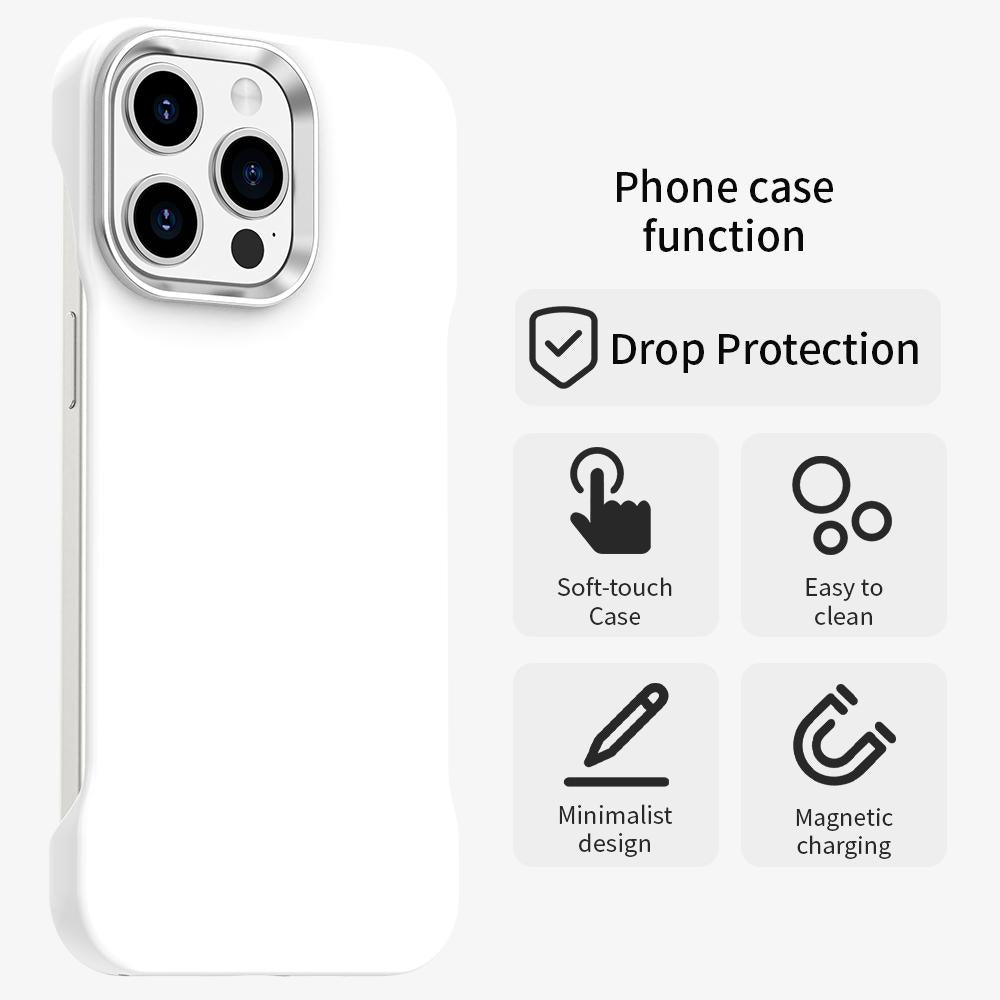 For iPhone 15 Pro Max Ultra-Slim Frameless TPU + PET + PC Shockproof Phone Case - White - EDA009752909A