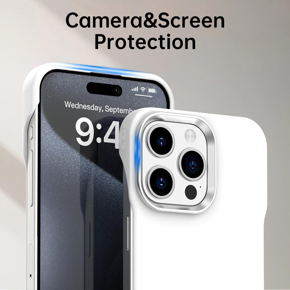 For iPhone 15 Pro Max Ultra-Slim Frameless TPU + PET + PC Shockproof Phone Case - White - EDA009752909A