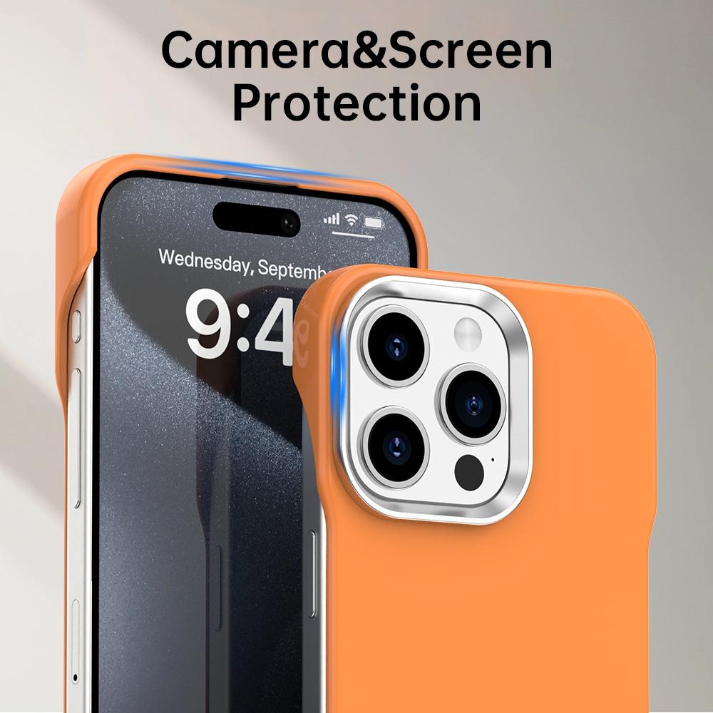 For iPhone 15 Pro Max Ultra-Slim Frameless TPU + PET + PC Shockproof Phone Case - Orange - EDA009752909B