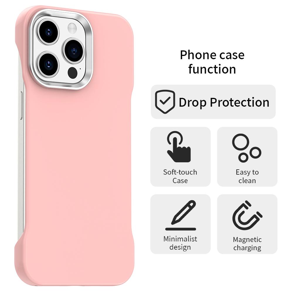 For iPhone 15 Pro Max Ultra-Slim Frameless TPU + PET + PC Shockproof Phone Case - Pink - EDA009752909C
