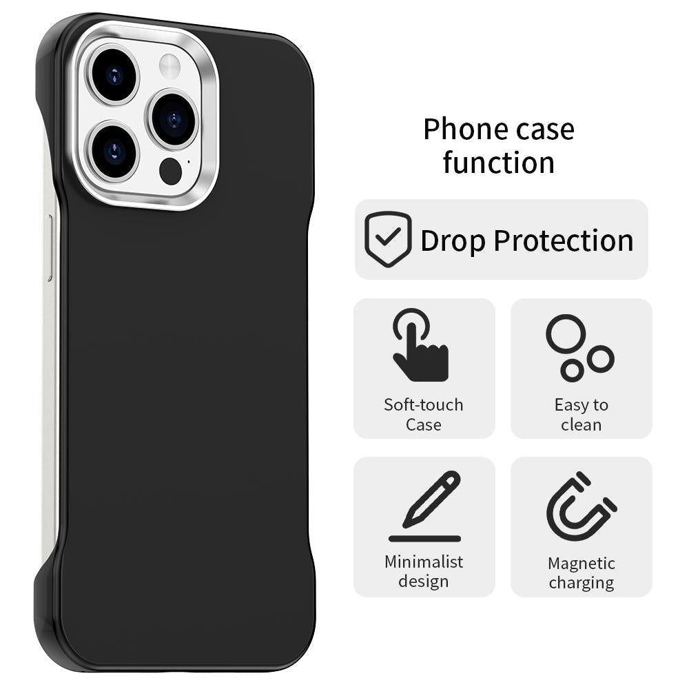 For iPhone 15 Pro Max Ultra-Slim Frameless TPU + PET + PC Shockproof Phone Case - Black - EDA009752909D