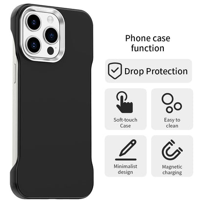 For iPhone 15 Pro Max Ultra-Slim Frameless TPU + PET + PC Shockproof Phone Case - Black - EDA009752909D