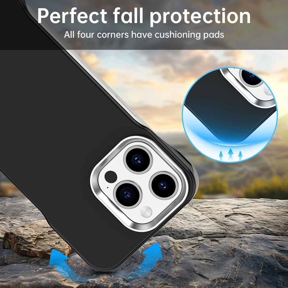 For iPhone 15 Pro Max Ultra-Slim Frameless TPU + PET + PC Shockproof Phone Case - Black - EDA009752909D