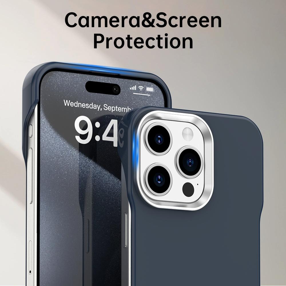 For iPhone 15 Pro Max Ultra-Slim Frameless TPU + PET + PC Shockproof Phone Case - Blue - EDA009752909E