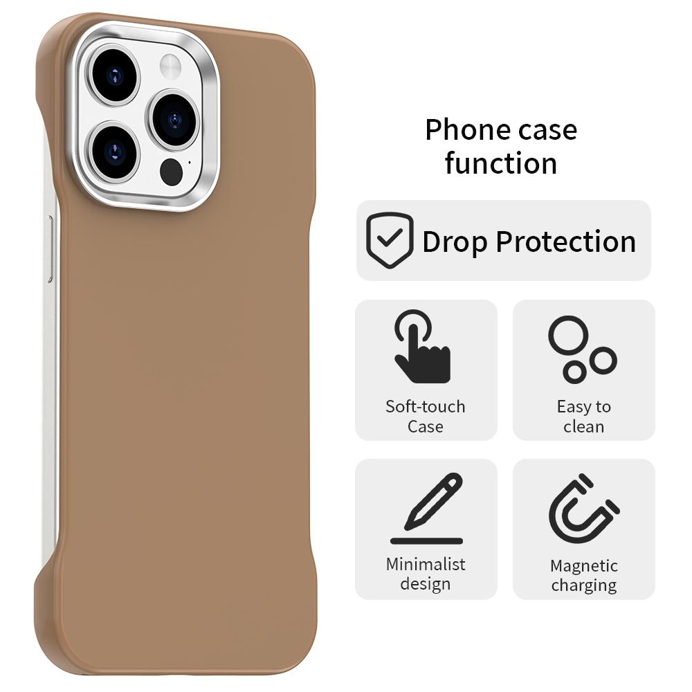 For iPhone 15 Pro Max Ultra-Slim Frameless TPU + PET + PC Shockproof Phone Case - Brown - EDA009752909H