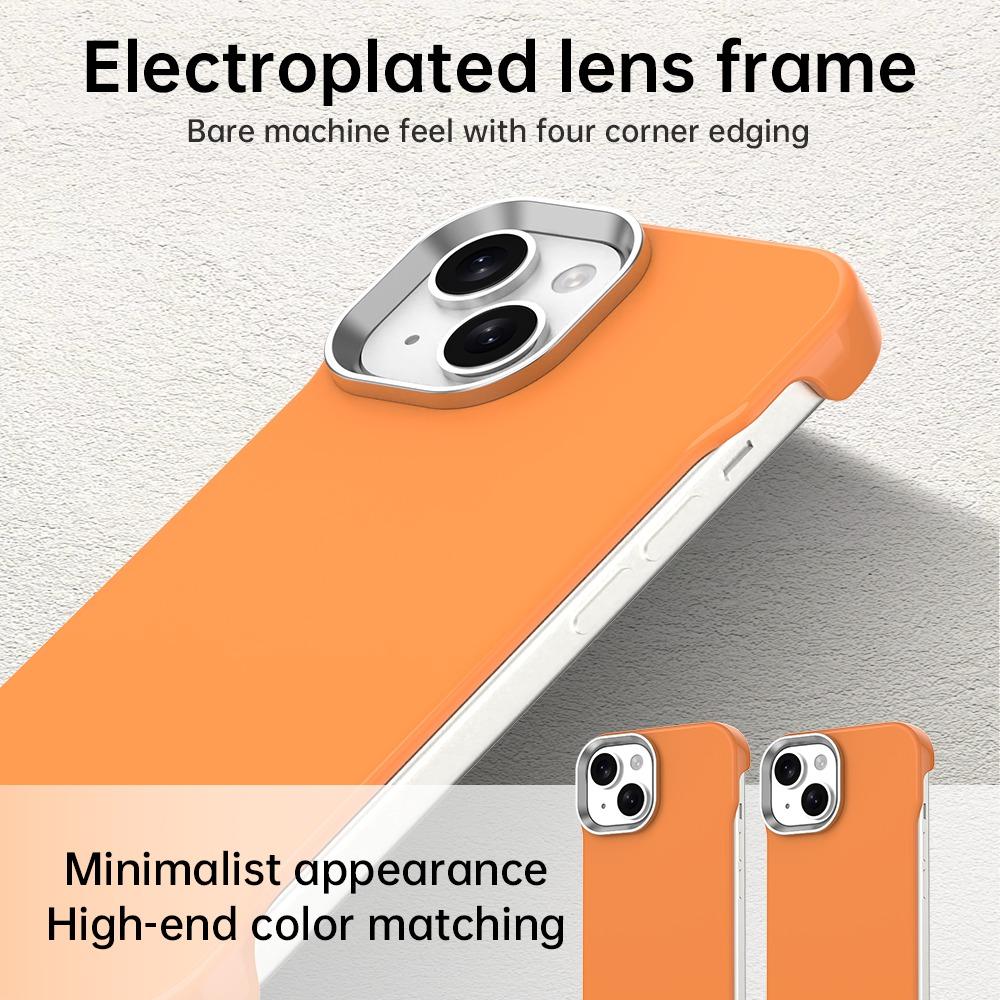 For iPhone 15 Plus Ultra-Slim Frameless TPU + PET + PC Shockproof Phone Case - Orange - EDA009752911B