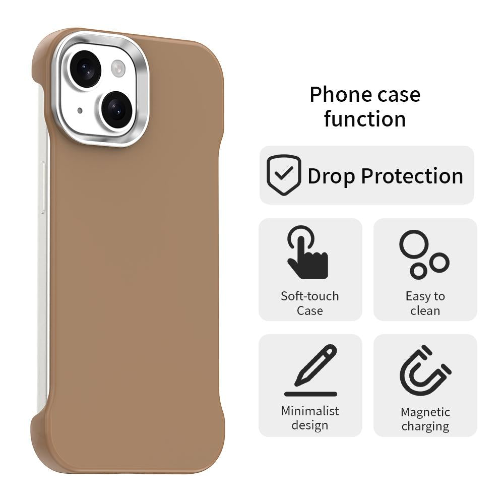 For iPhone 15 Plus Ultra-Slim Frameless TPU + PET + PC Shockproof Phone Case - Brown - EDA009752911H