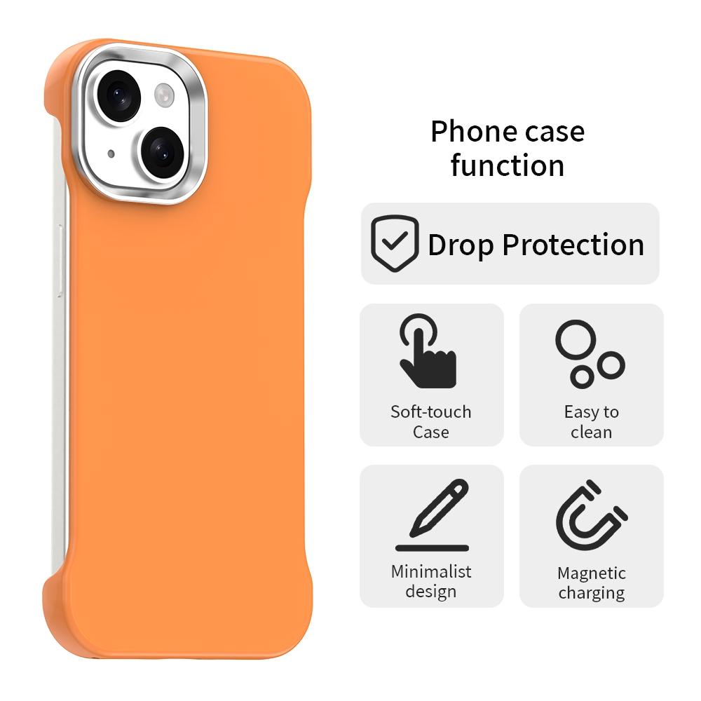 For iPhone 15 Ultra-Slim Frameless TPU + PET + PC Shockproof Phone Case - Orange - EDA009752912B