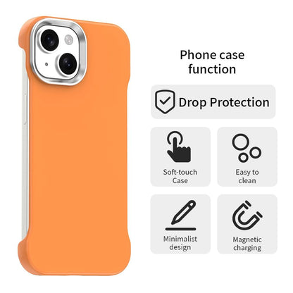 For iPhone 15 Ultra-Slim Frameless TPU + PET + PC Shockproof Phone Case - Orange - EDA009752912B