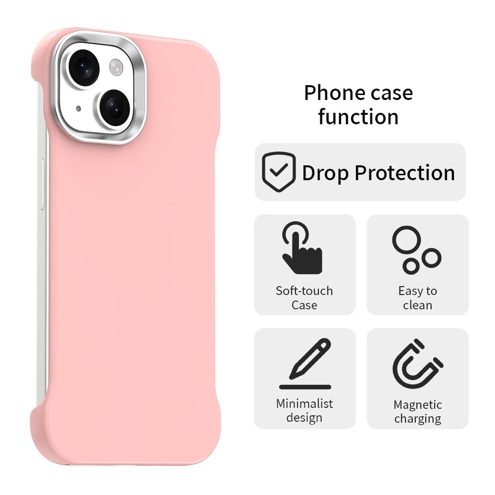 For iPhone 15 Ultra-Slim Frameless TPU + PET + PC Shockproof Phone Case - Pink - EDA009752912C