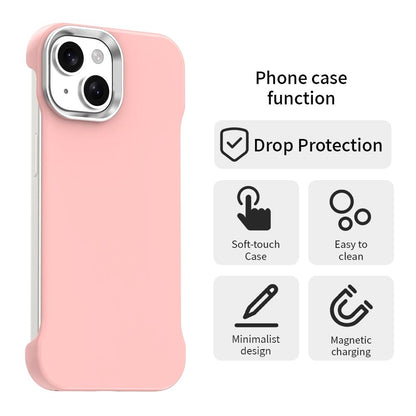 For iPhone 15 Ultra-Slim Frameless TPU + PET + PC Shockproof Phone Case - Pink - EDA009752912C