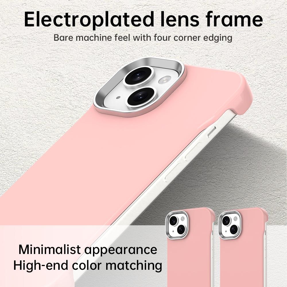 For iPhone 15 Ultra-Slim Frameless TPU + PET + PC Shockproof Phone Case - Pink - EDA009752912C
