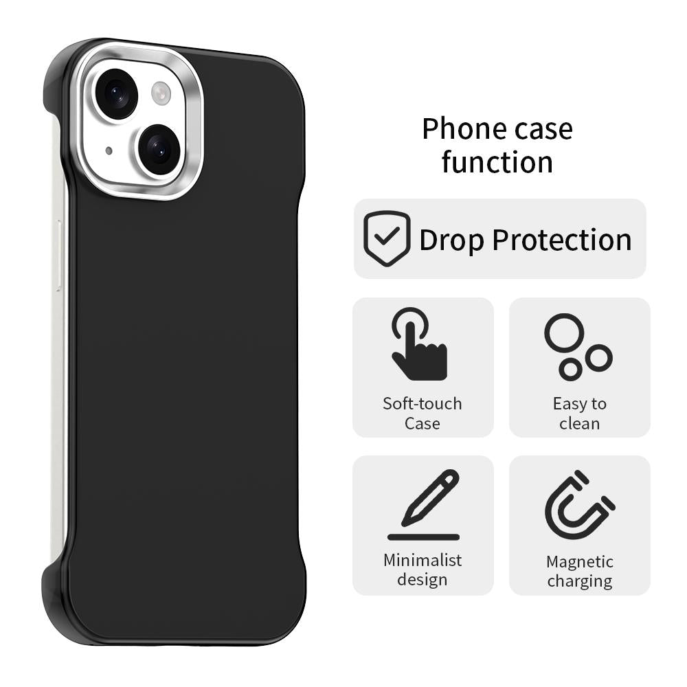 For iPhone 15 Ultra-Slim Frameless TPU + PET + PC Shockproof Phone Case - Black - EDA009752912D