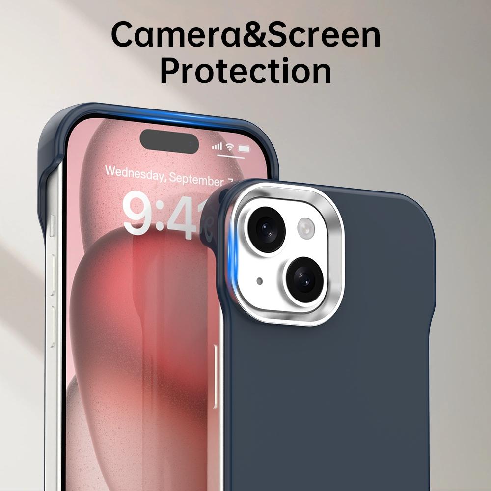 For iPhone 15 Ultra-Slim Frameless TPU + PET + PC Shockproof Phone Case - Blue - EDA009752912E