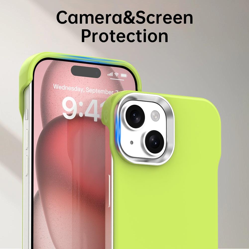For iPhone 15 Ultra-Slim Frameless TPU + PET + PC Shockproof Phone Case - Green - EDA009752912F