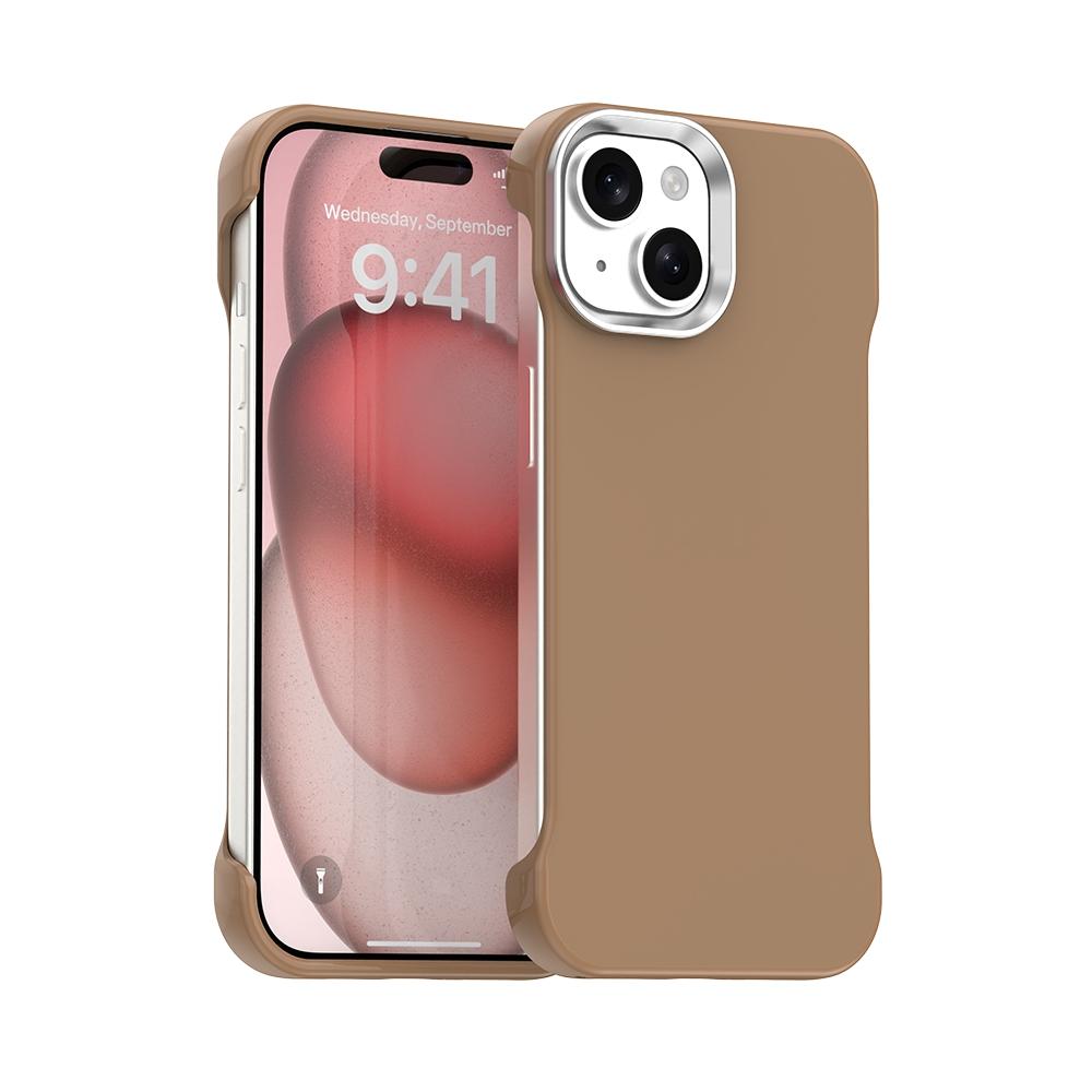 For iPhone 15 Ultra-Slim Frameless TPU + PET + PC Shockproof Phone Case - Brown - EDA009752912H