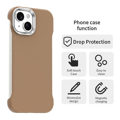 For iPhone 15 Ultra-Slim Frameless TPU + PET + PC Shockproof Phone Case - Brown - EDA009752912H