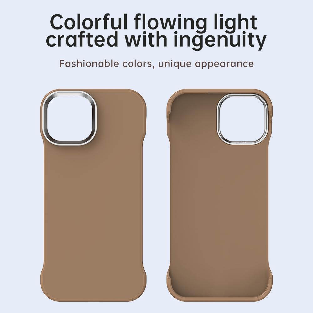 For iPhone 15 Ultra-Slim Frameless TPU + PET + PC Shockproof Phone Case - Brown - EDA009752912H