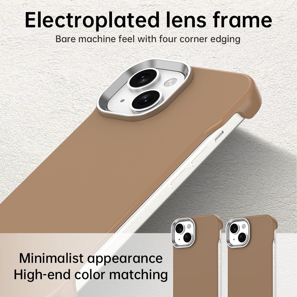 For iPhone 15 Ultra-Slim Frameless TPU + PET + PC Shockproof Phone Case - Brown - EDA009752912H