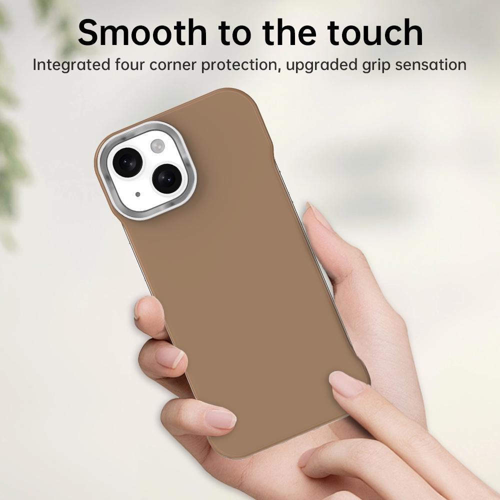 For iPhone 15 Ultra-Slim Frameless TPU + PET + PC Shockproof Phone Case - Brown - EDA009752912H