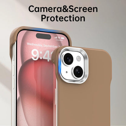 For iPhone 15 Ultra-Slim Frameless TPU + PET + PC Shockproof Phone Case - Brown - EDA009752912H