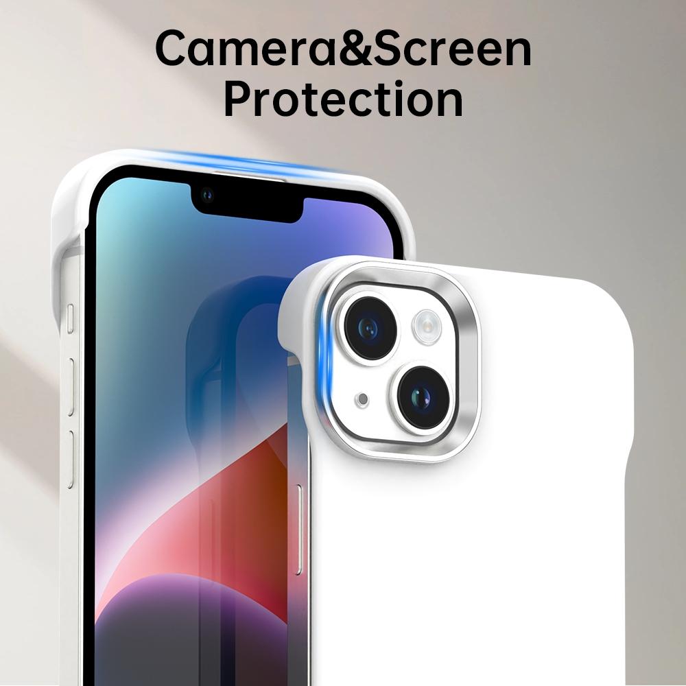 For iPhone 14 Plus Ultra-Slim Frameless TPU + PET + PC Shockproof Phone Case - White - EDA009752913A