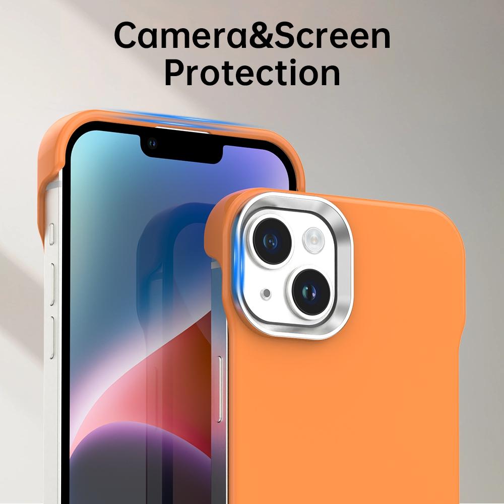 For iPhone 14 Plus Ultra-Slim Frameless TPU + PET + PC Shockproof Phone Case - Orange - EDA009752913B