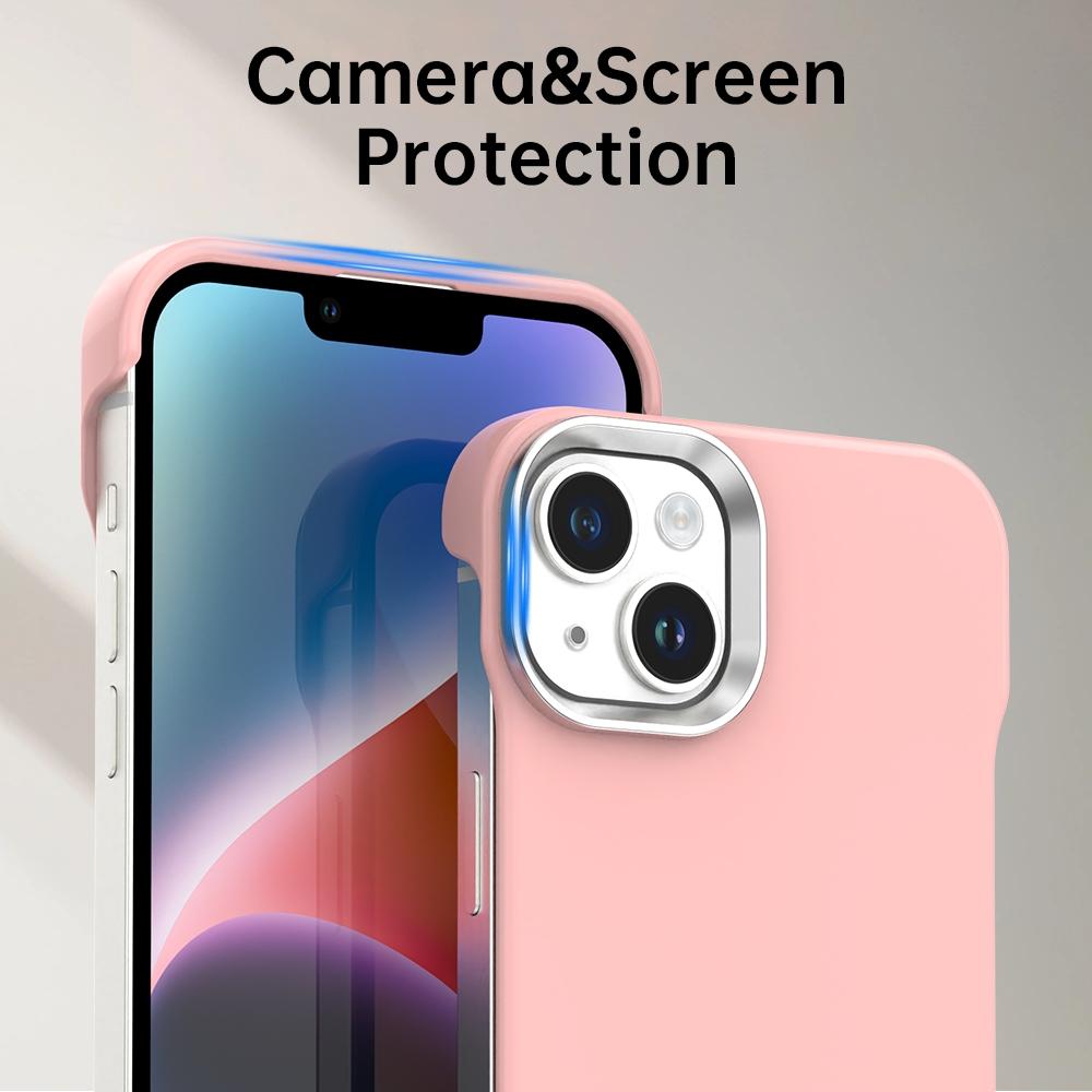 For iPhone 14 Plus Ultra-Slim Frameless TPU + PET + PC Shockproof Phone Case - Pink - EDA009752913C