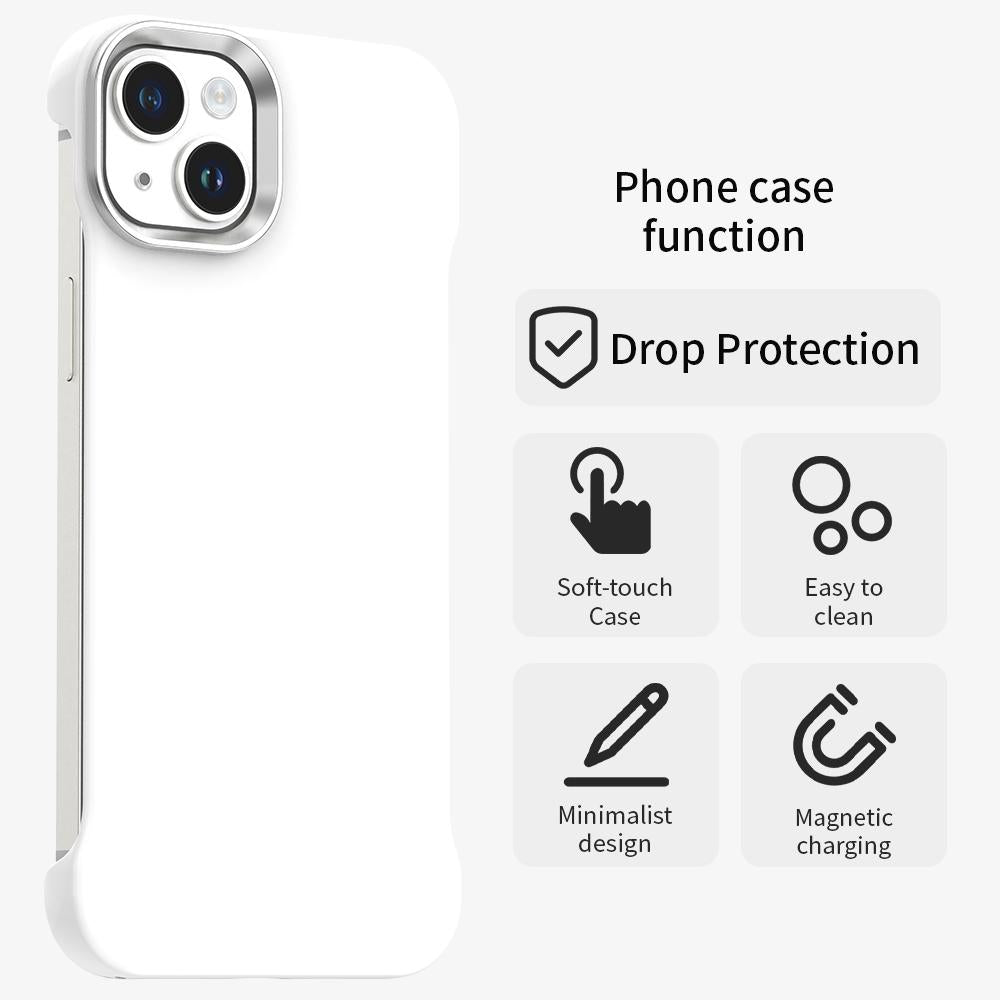 For iPhone 14 Ultra-Slim Frameless TPU + PET + PC Shockproof Phone Case - White - EDA009752914A