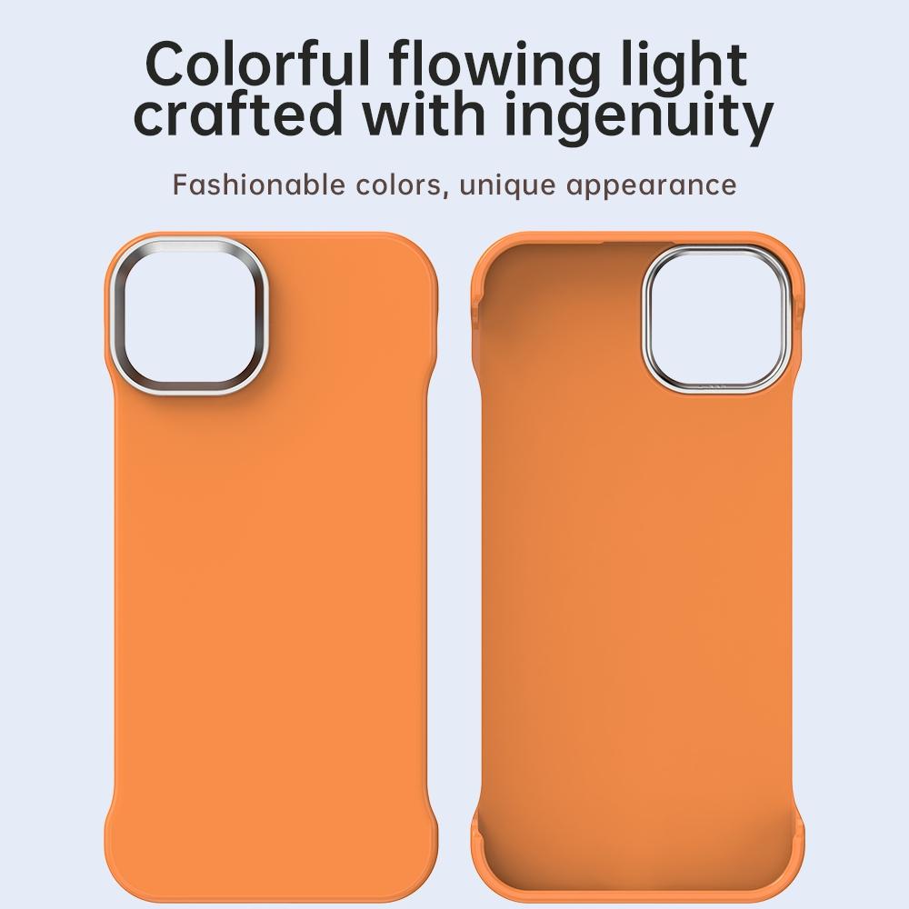 For iPhone 14 Ultra-Slim Frameless TPU + PET + PC Shockproof Phone Case - Orange - EDA009752914B